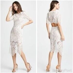 For Love And Lemons White Luna Backless Slits Lace Dress S Wedding Bridal Party